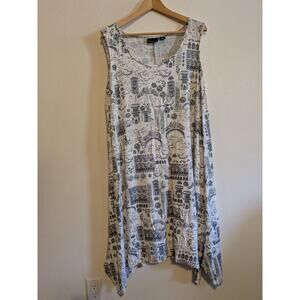 Cynthia Rowley city scape black and white shift dress 2X